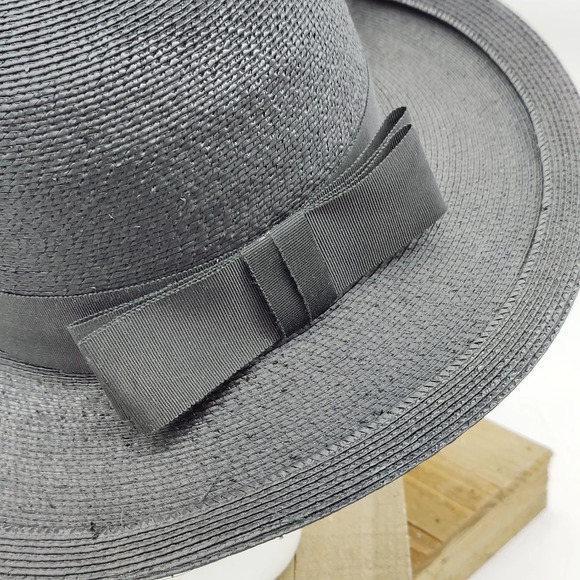 Vintage Belinni Originals Straw Bowler Villager Hat in Black - Picture 6 of 7